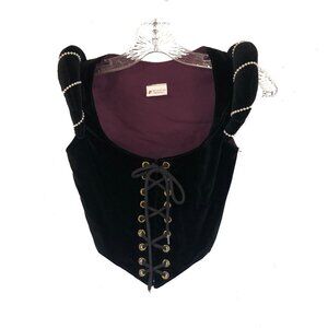 Renaissance Black Velvet Bodice with Shoulder Roll New Reversible Boned Sz 2-4